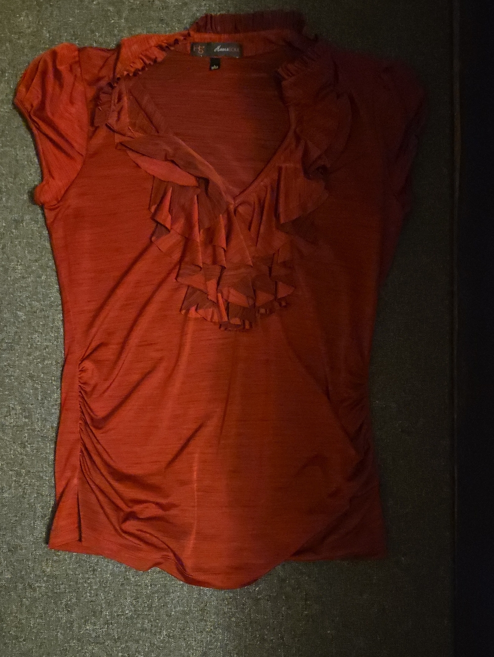HeartSoul Rust Red Ruffled V-Neck Blouse